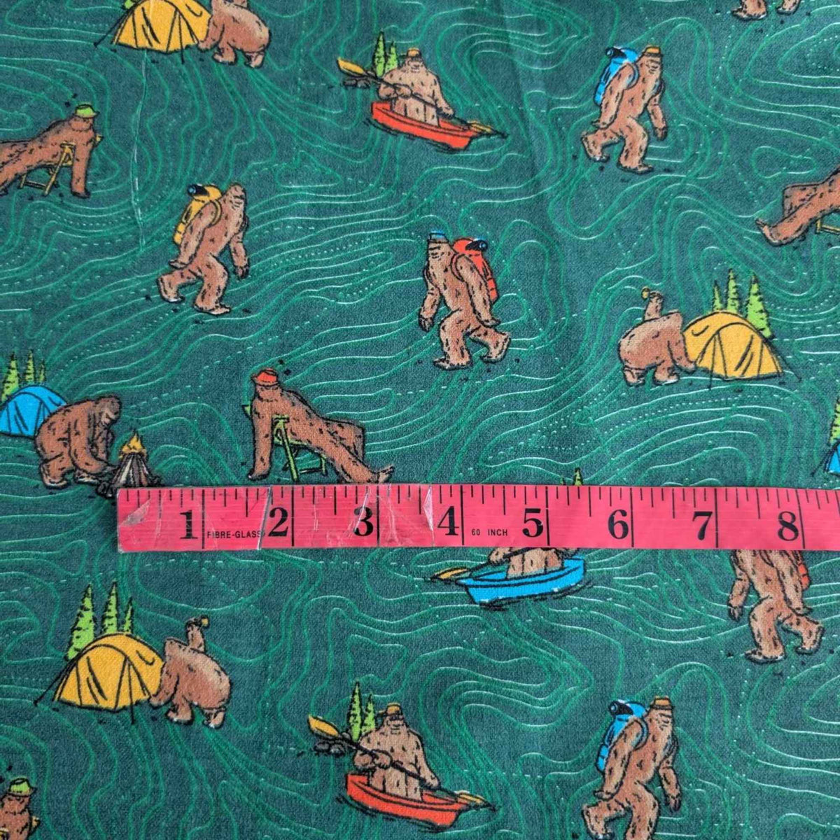 Bigfoot Camping Cotton Flannel – Forest Green | Sasquatch, Canoes and Tents