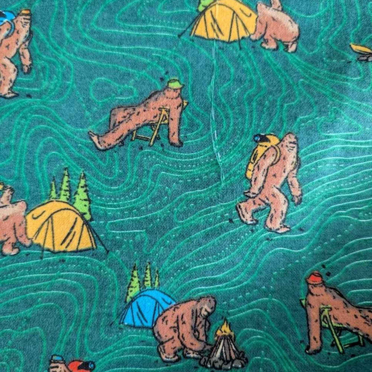 Bigfoot Camping Cotton Flannel – Forest Green | Sasquatch, Canoes and Tents