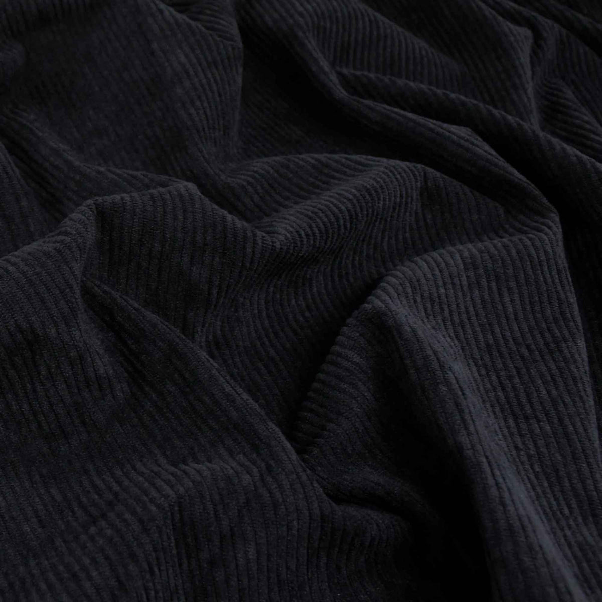 Black Knit Corduroy Fabric – 100% Polyester