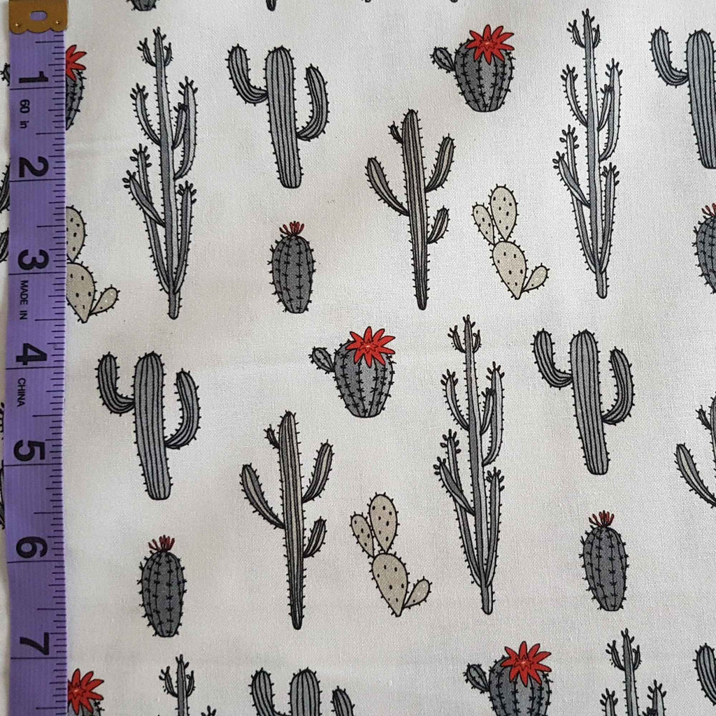 succulent fabric Cactus Desert Succulent Print on White Cotton Fabric – Fabric Design  Treasures
