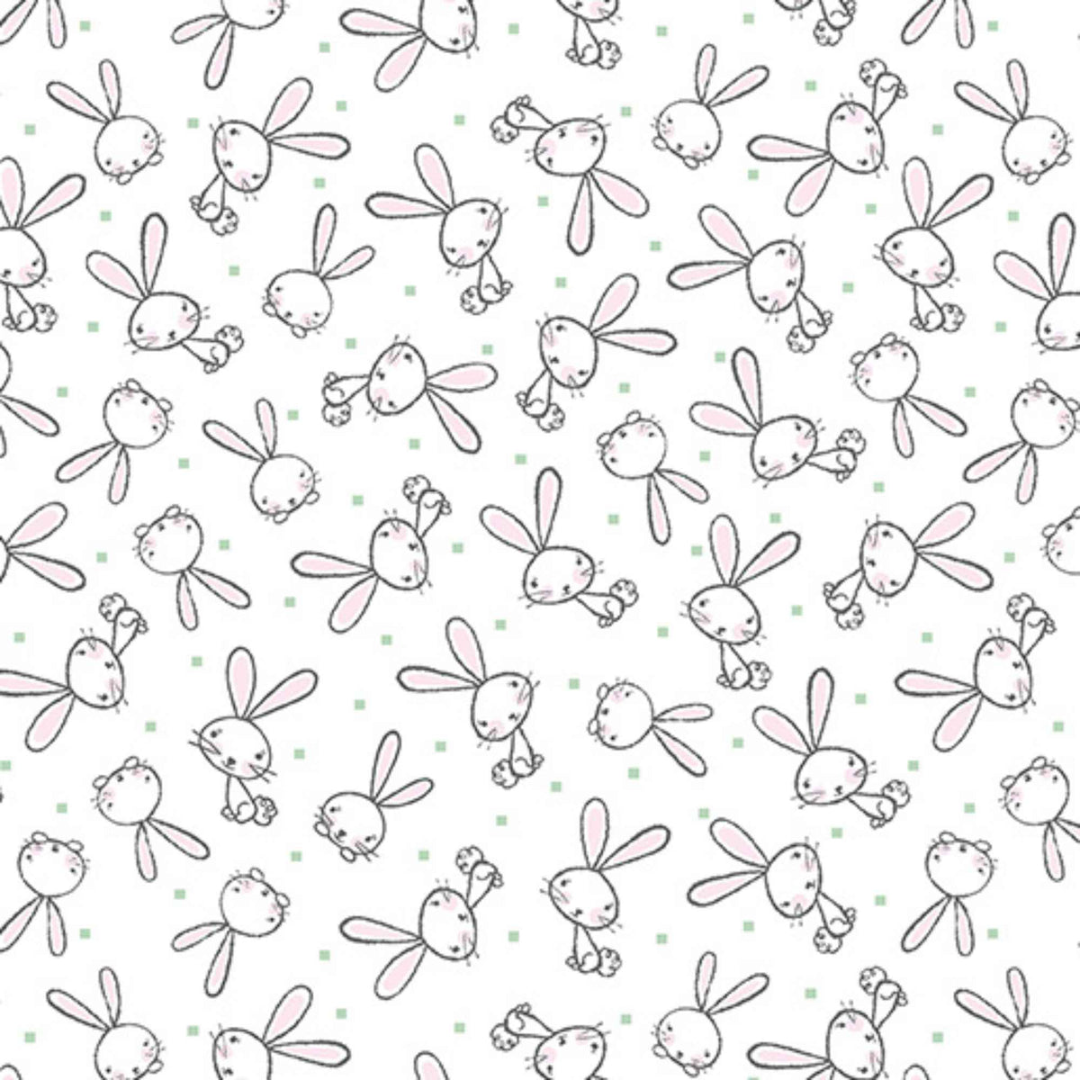 Doodle Baby White Bunny Love Flannel – 13225F - 09 by Jessica Flick