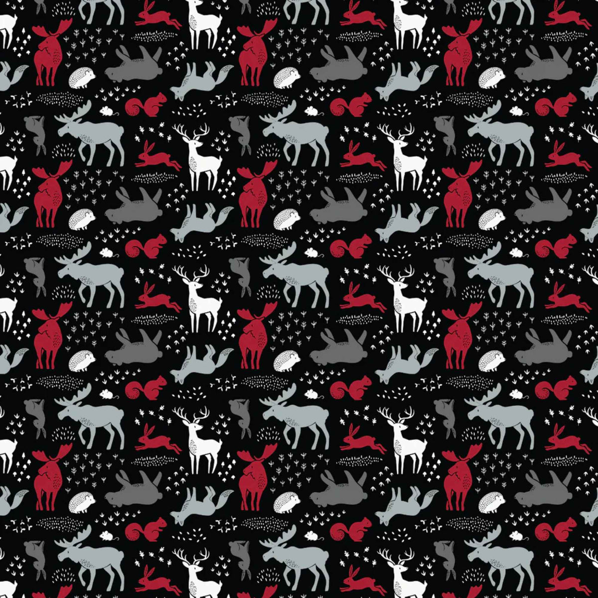 Forest Animals Cotton Fabric – Black | North of Ordinary | Quilting Cotton