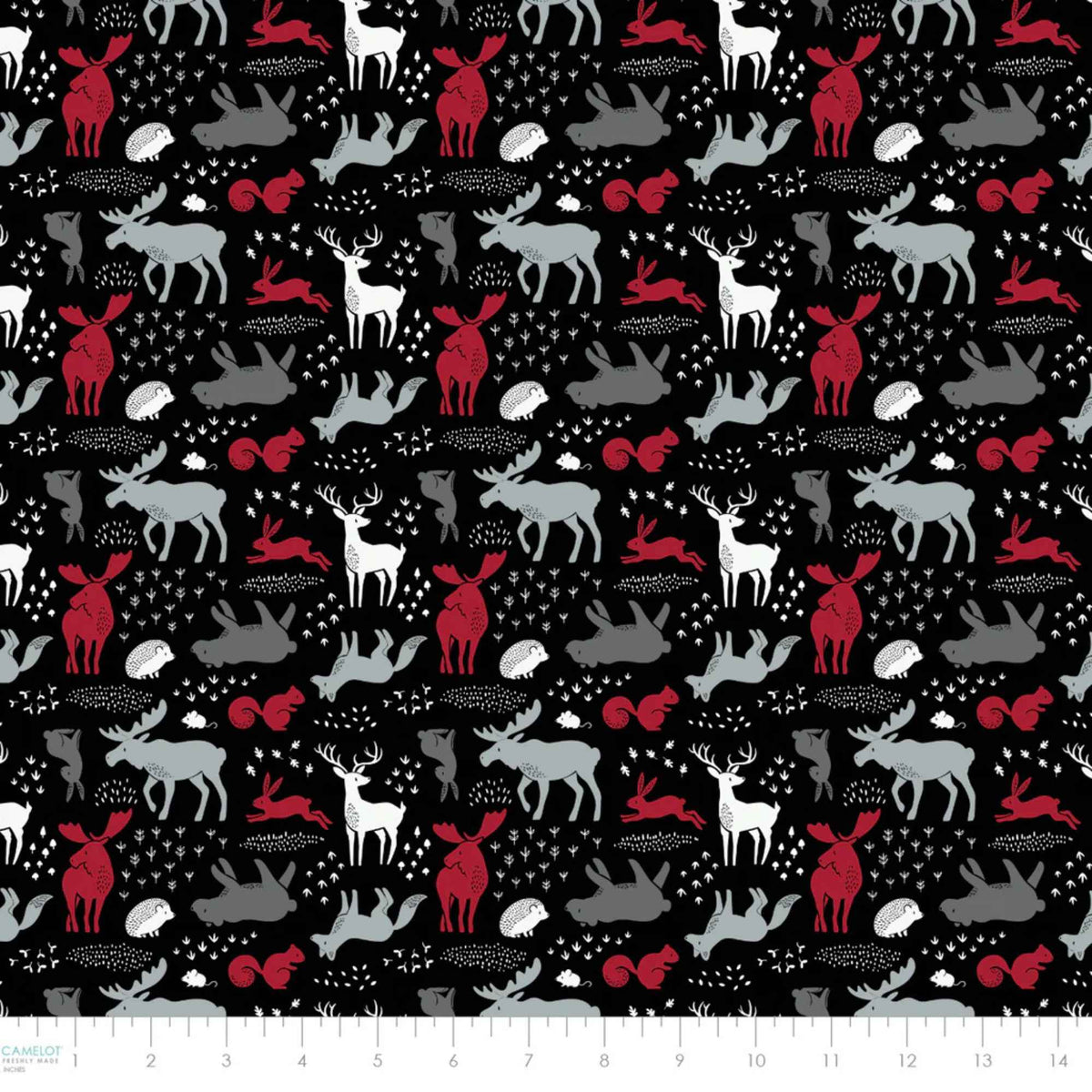 Forest Animals Cotton Fabric – Black | North of Ordinary | Quilting Cotton