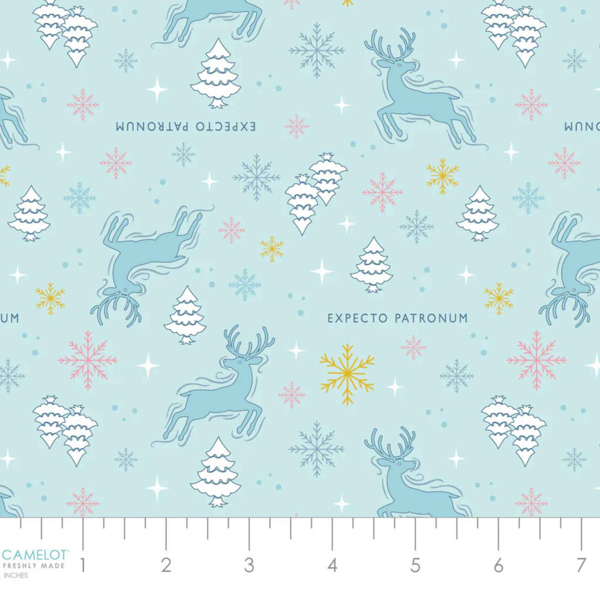 Harry Potter Mystical Winter Wonder Icy Patronus Light Blue – 100% Cotton Quilting Fabric
