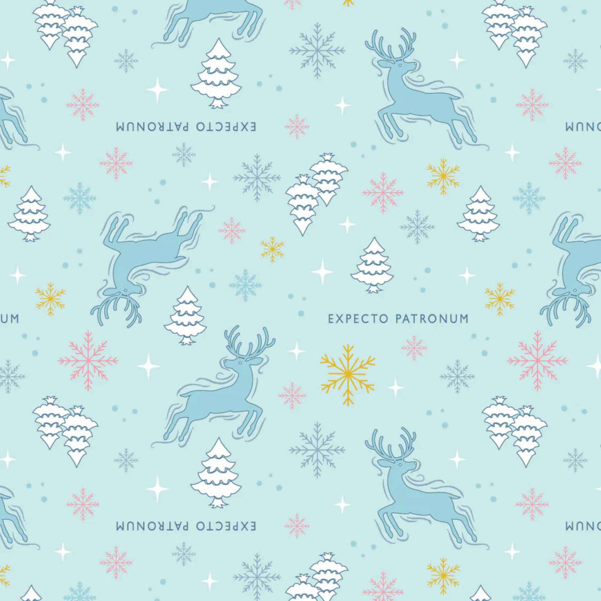 Harry Potter Mystical Winter Wonder Icy Patronus Light Blue – 100% Cotton Quilting Fabric
