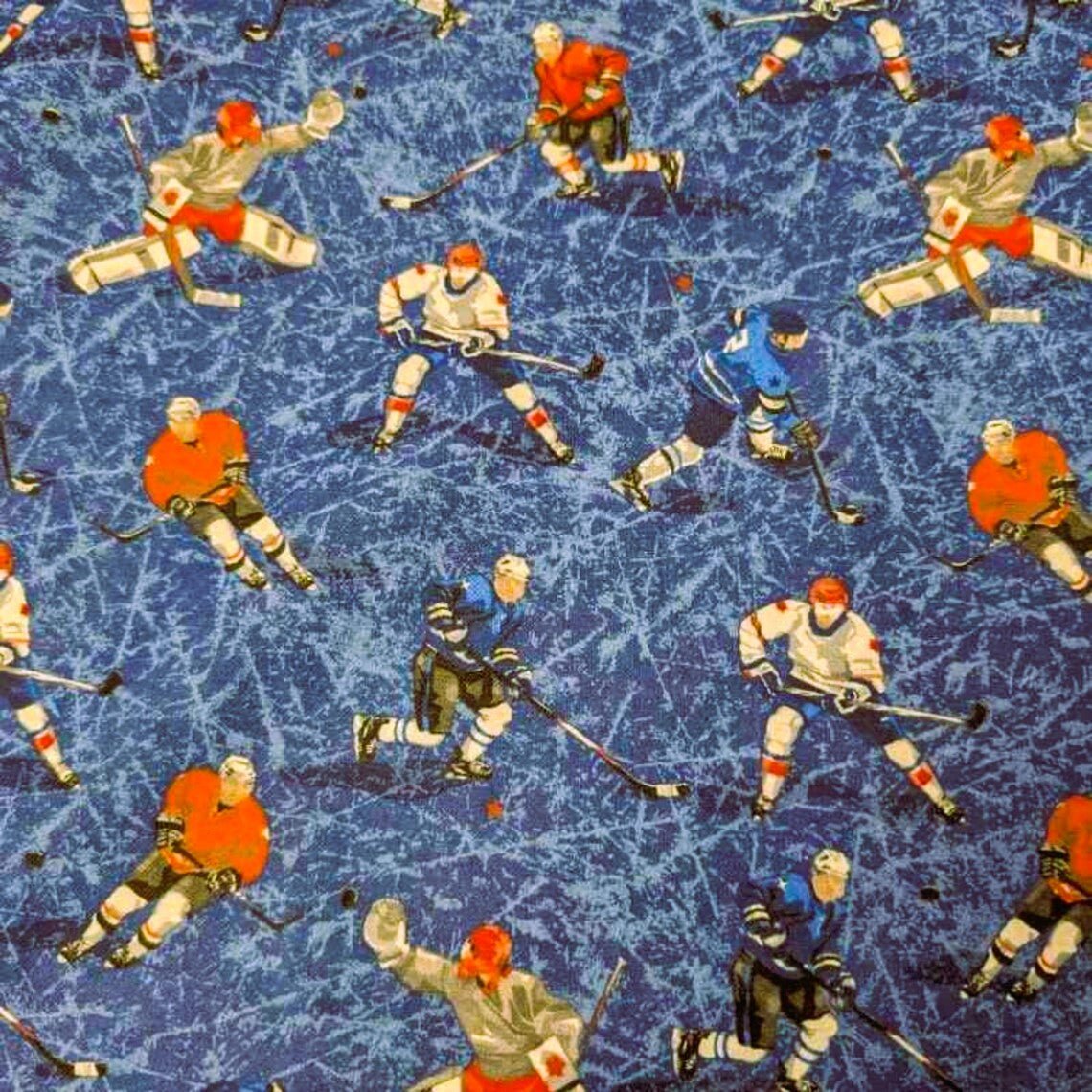 Hockey Players Flannel on Navy Cracked