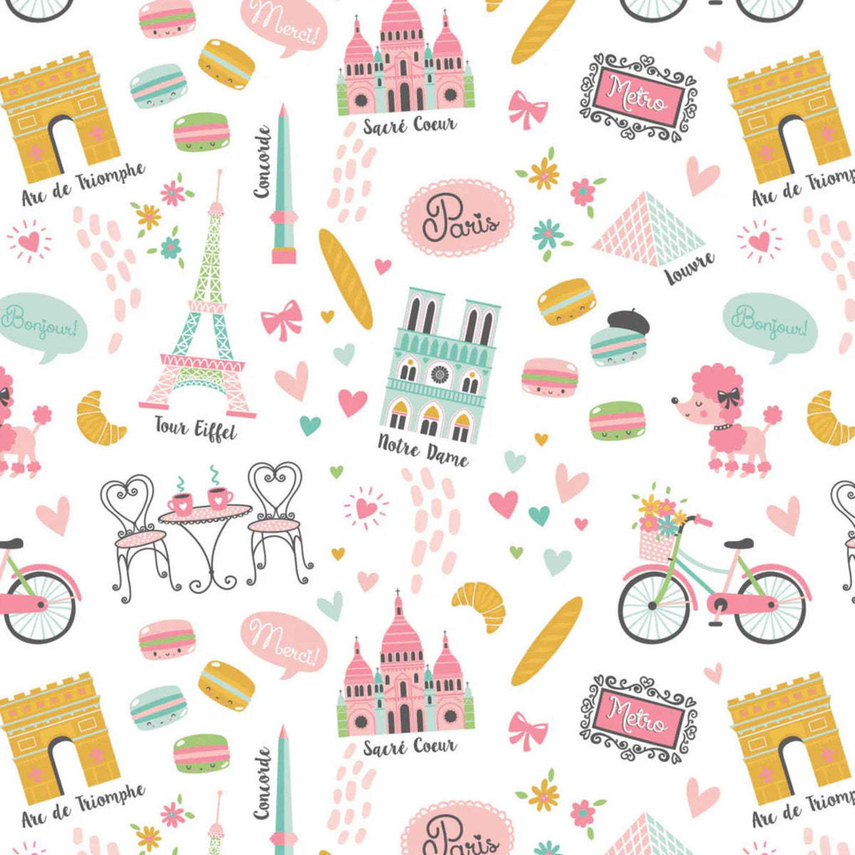 Paris Adventure Cotton Flannel Fabric – 100% Cotton