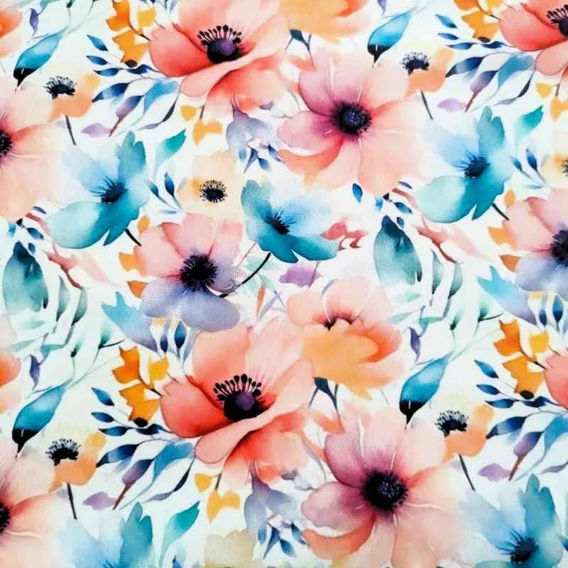 Pastel Watercolor Flowers, Soft Summer Florals, PUL Laminated