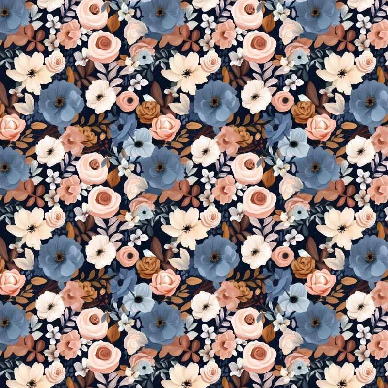 Retro Boho Floral - Vintage Flowers, PUL Laminated Waterproof