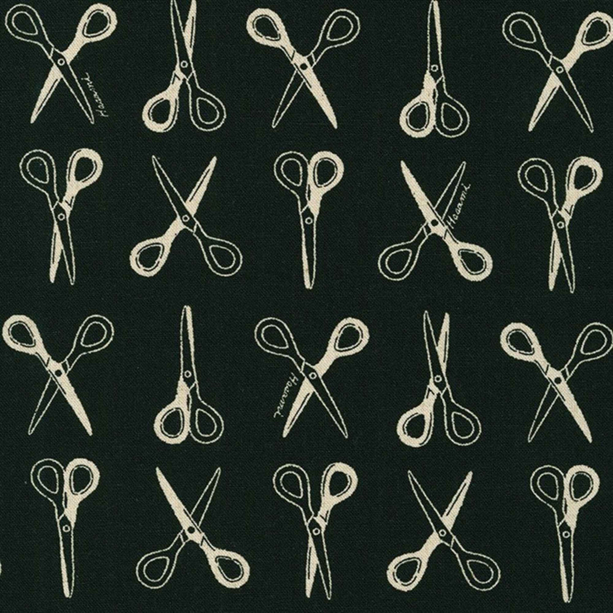 Sevenberry Cotton Flax Canvas – Scissors on Black