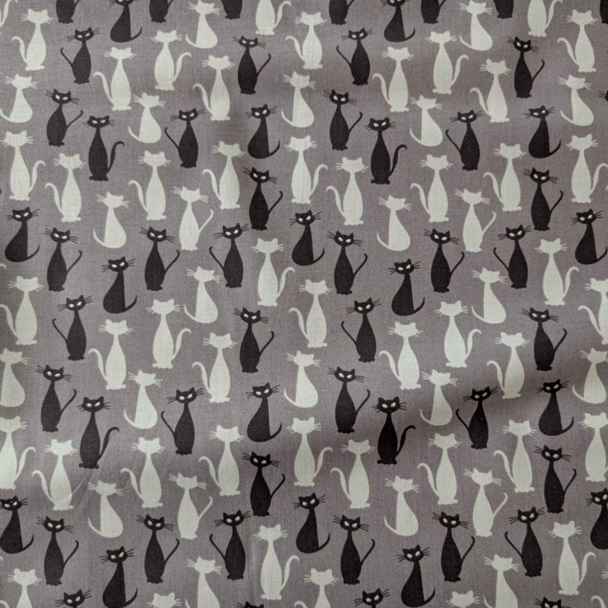 Spooky Hollow Cats Halloween Cotton Fabric β Charcoal