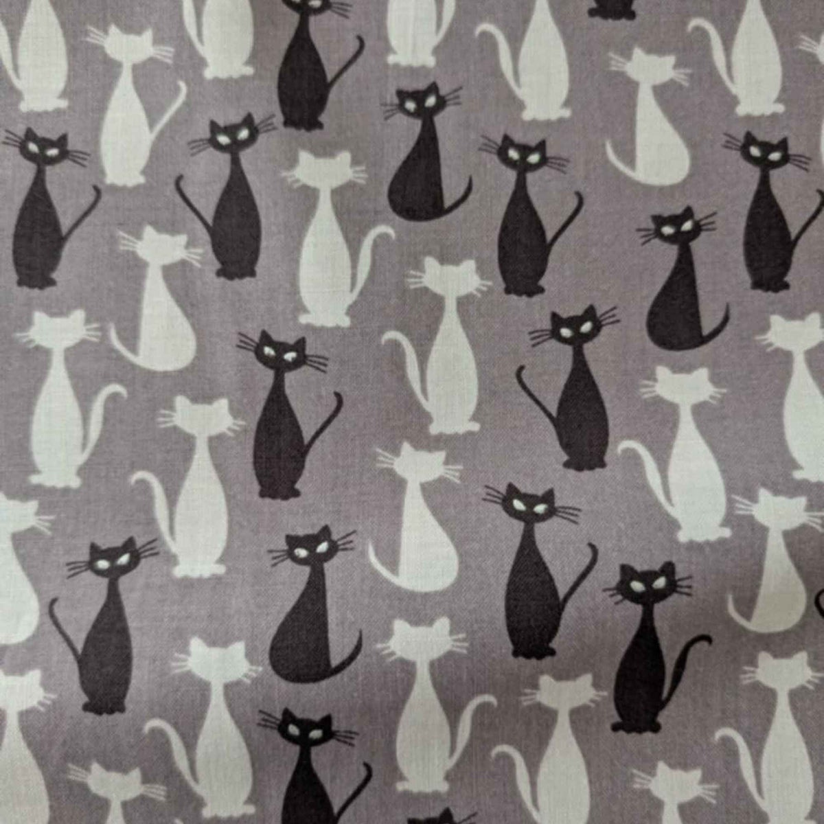 Spooky Hollow Cats Halloween Cotton Fabric β Charcoal