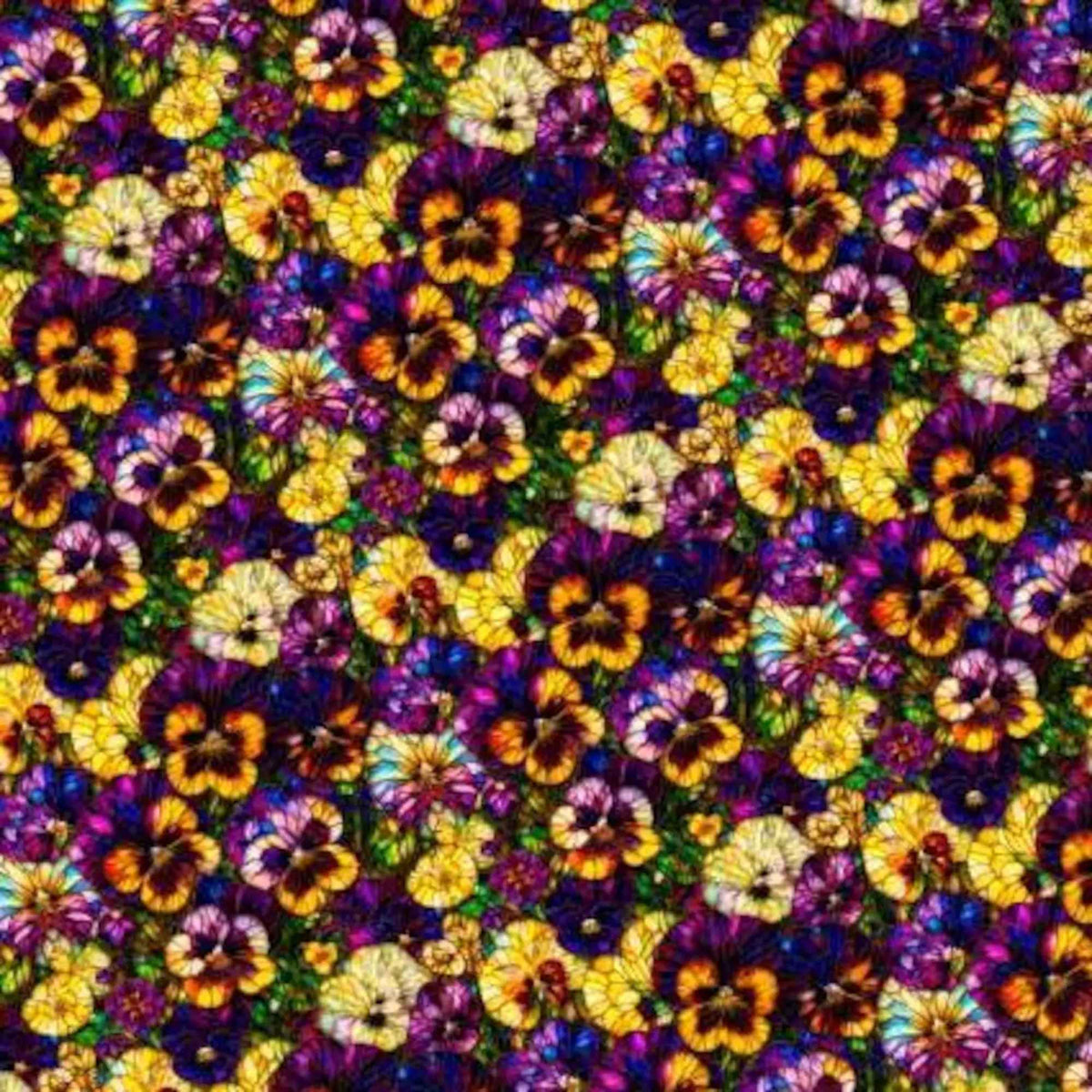 Stained Glass Pansies Quilting Cotton – Gigi in the Garden