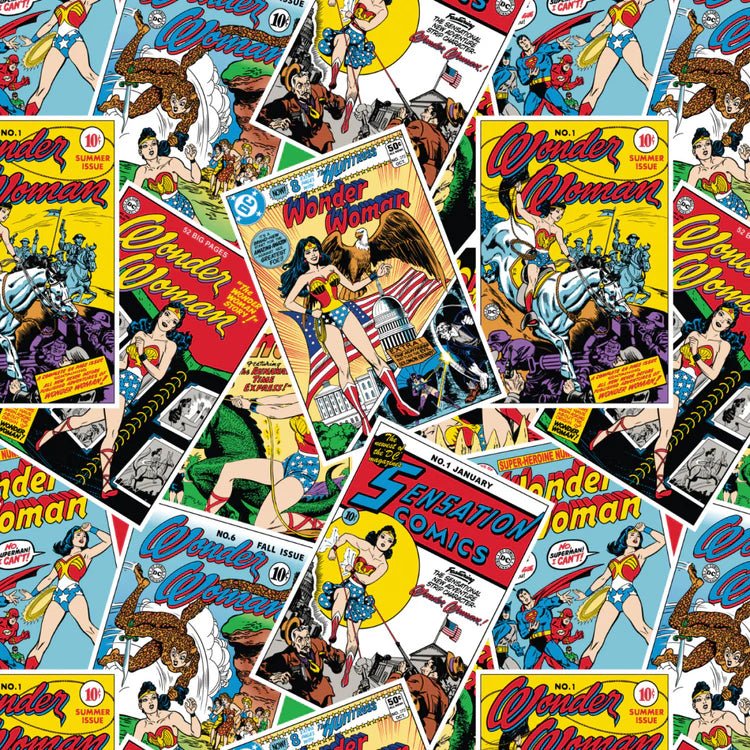 Wonder Woman Comic Cover Poster Stack – Fabric Design Treasures