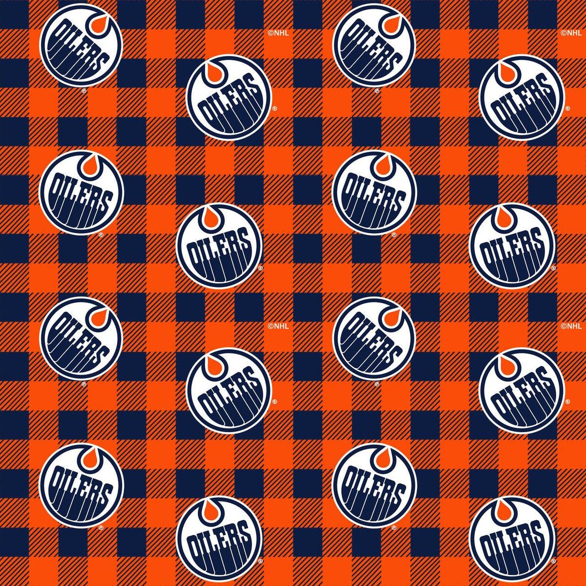Edmonton Oilers cotton flannel fabric with team logos