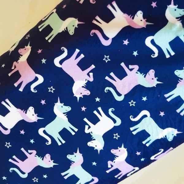 Funkins Toss Unicorns on Navy Red Pine Minky 1/2 Yard