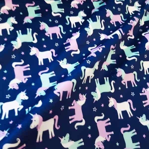 Funkins Toss Unicorns on Navy Red Pine Minky 1/2 Yard