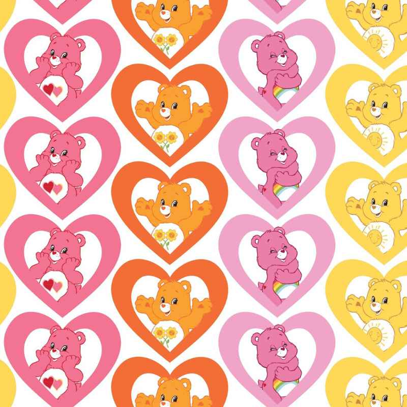 Hearts Care Bear on White, Licensed, Camelot Fabrics | Fabric Design Treasures
