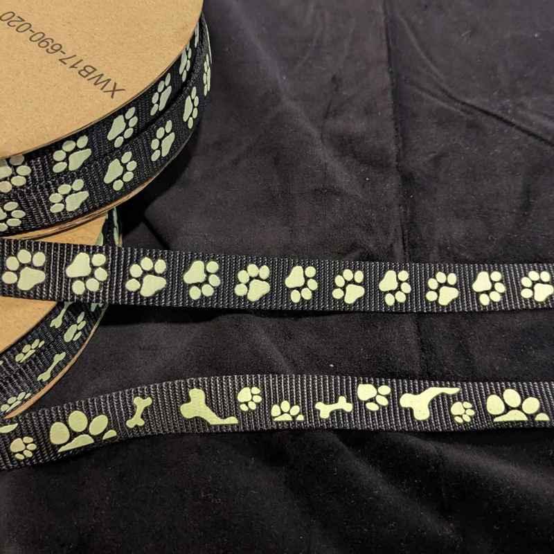 Nylon Webbing, Glow in the Dark, Black | Fabric Design Treasures