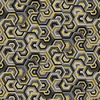 Six Sides, Black, White and 24 Karat Collection | Fabric Design Treasures
