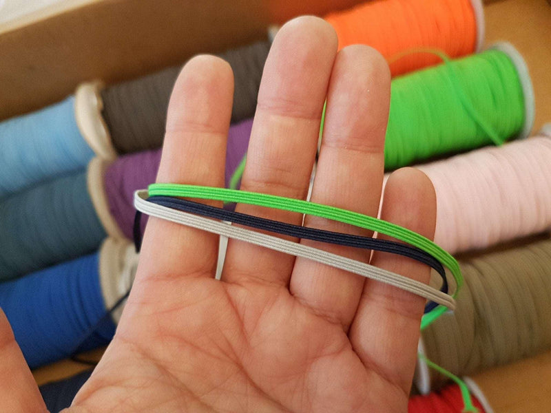 Skinny Elastic Braided 1/8 Inch (3mm) Rainbow of Colors | Fabric Design Treasures