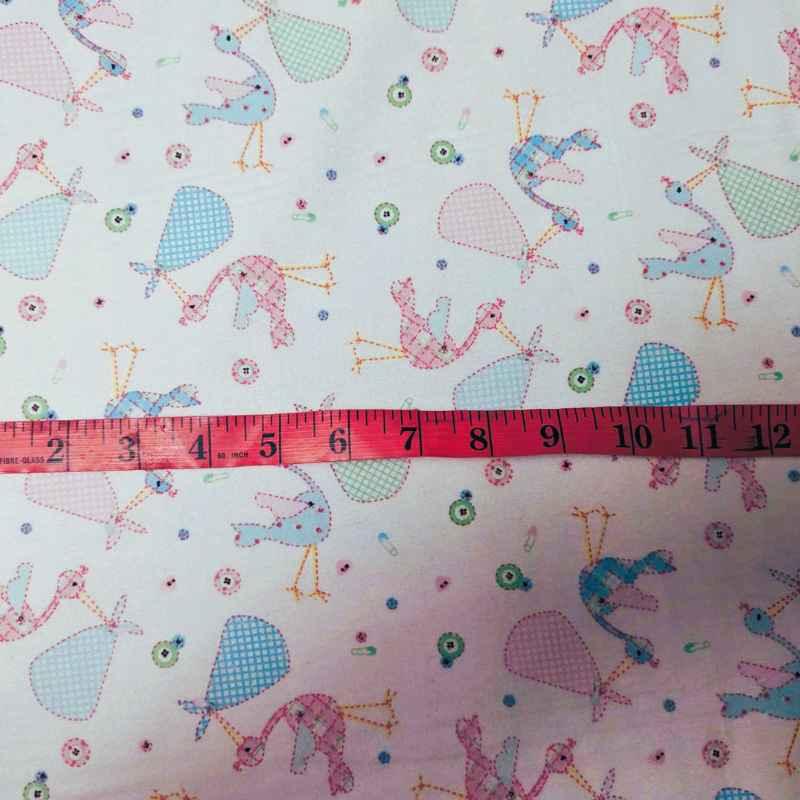 Stork Nursery FLANNEL in pastel colors | Fabric Design Treasures
