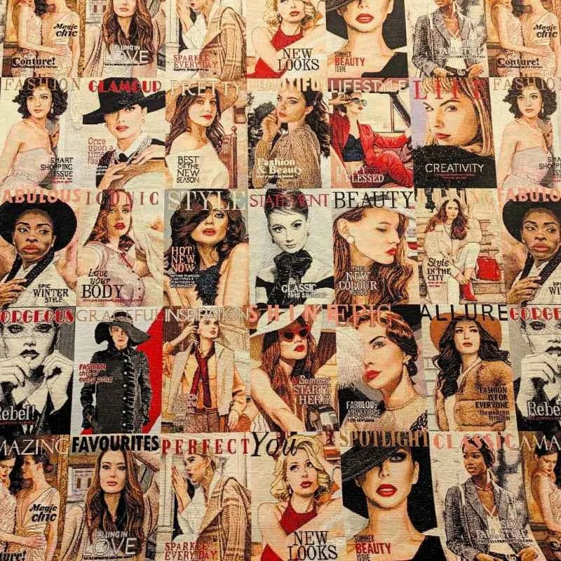 Tapestry FASHION MAGAZINE, White, Gobelin Premium