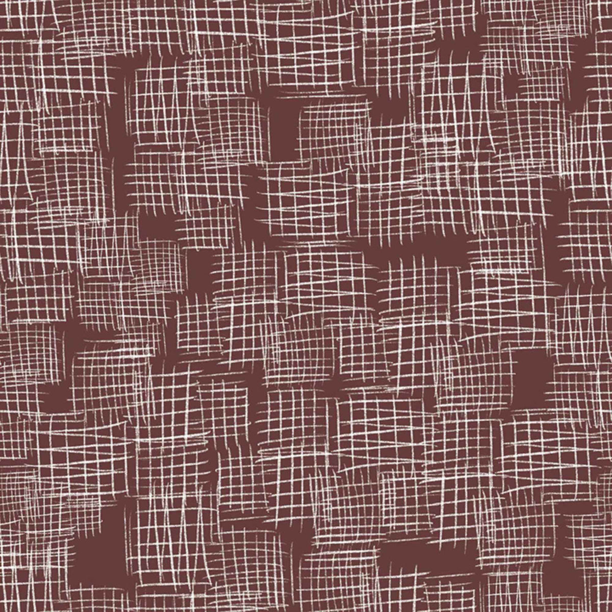 "Etches dark taupe cotton fabric with abstract white crosshatch texture by Camelot Fabrics"