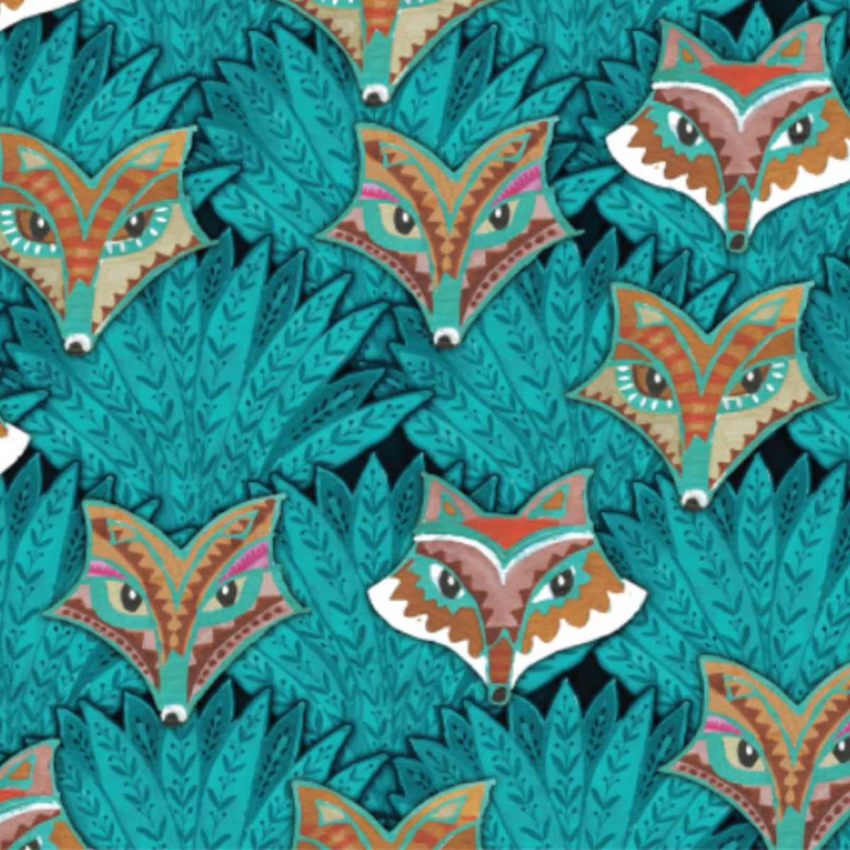 Camelot Fabrics Fox Grove fox head cotton fabric