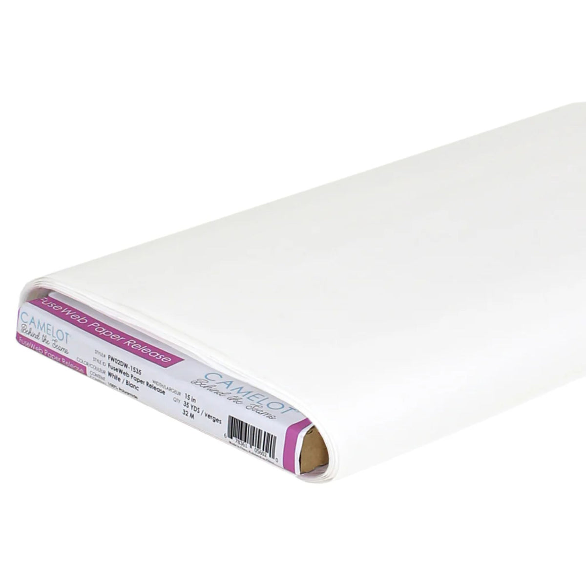 FuseWeb Paper Release by Camelot Fabrics Behind the Seams collection double-sided fusible web with paper backing 15 inch by 35 yard roll
