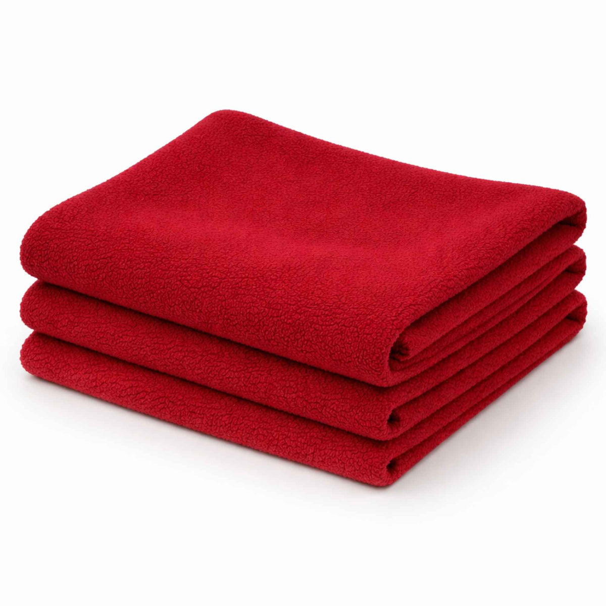 Rich Red anti-pill polar fleece fabric folded stack – soft polyester fleece fabric by the yard