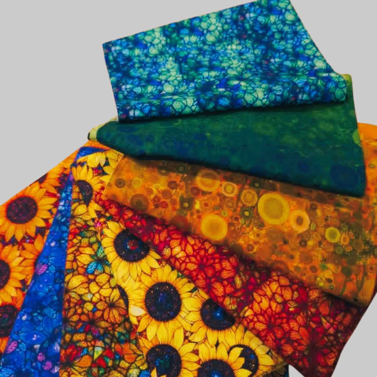Sonny in the Sunflowers Fabric Bundle by Peggy Collins – Cat Face Quilt Cotton Multi Sizes