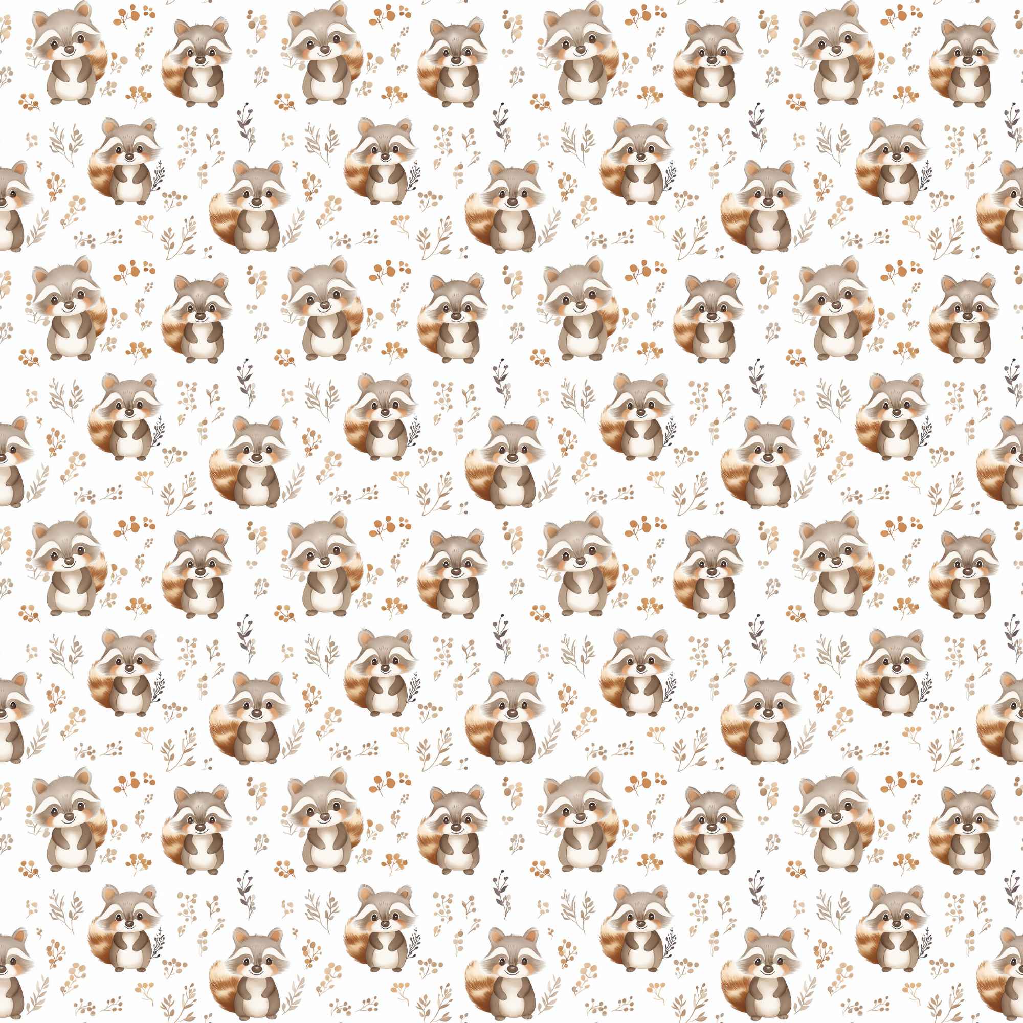 Woodland Raccoon PUL Fabric – Waterproof 60” Wide – Fabric Design