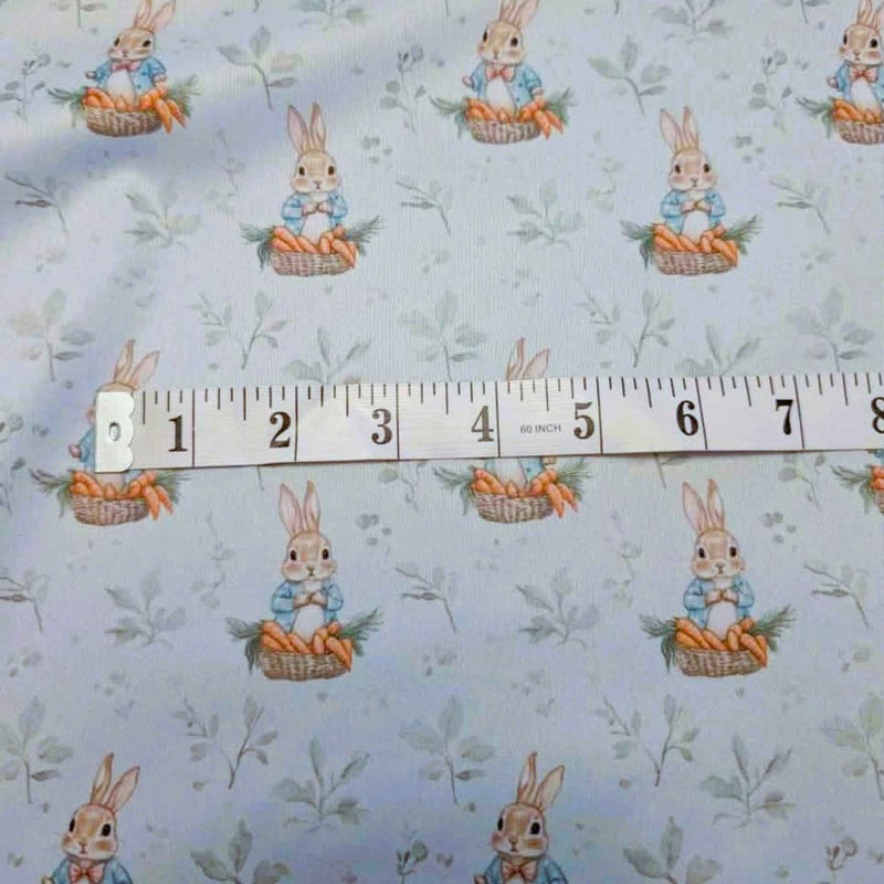 Bunny basket PUL fabric showing print scale waterproof sewing fabric