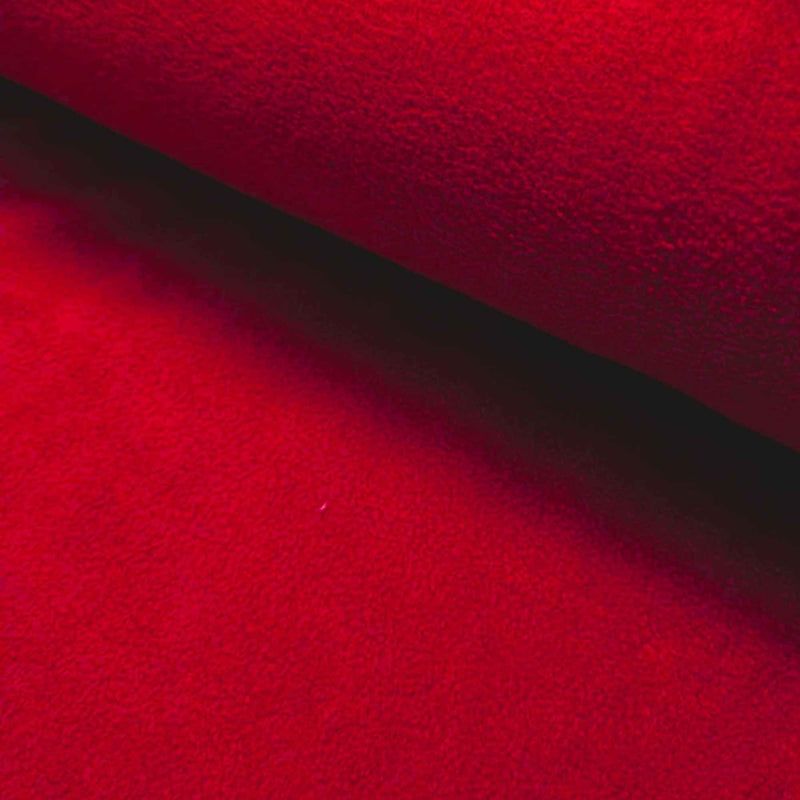 Rich Red anti-pill polar fleece fabric texture – soft fuzzy polyester fleece material by Camelot Fabrics