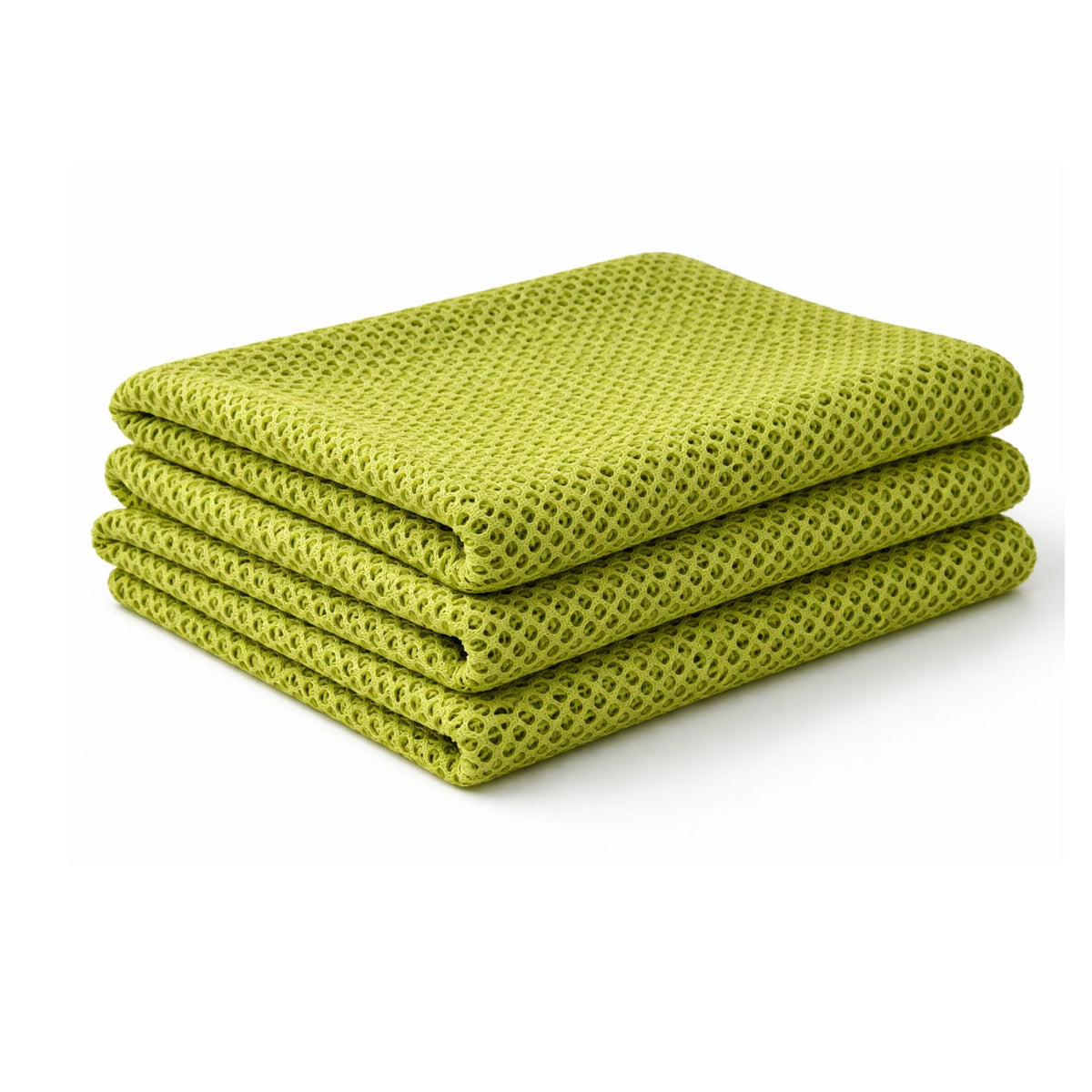 green fish net mesh fabric made from 85% polyester and 15% cotton. 