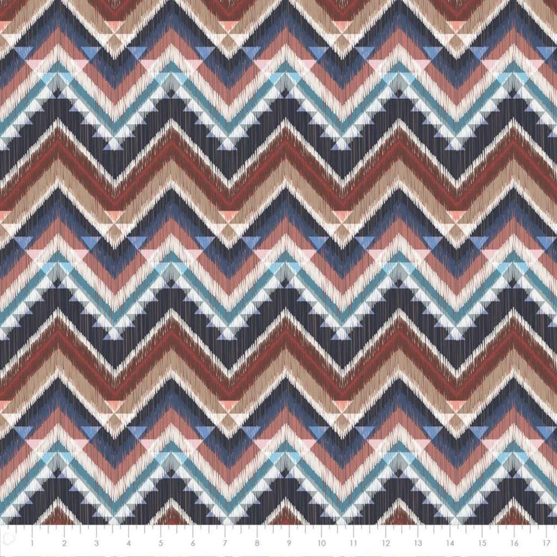 Cabin Chevron-Multi Anti-Pill  FLEECE fabric in Beige, Brown and Navy