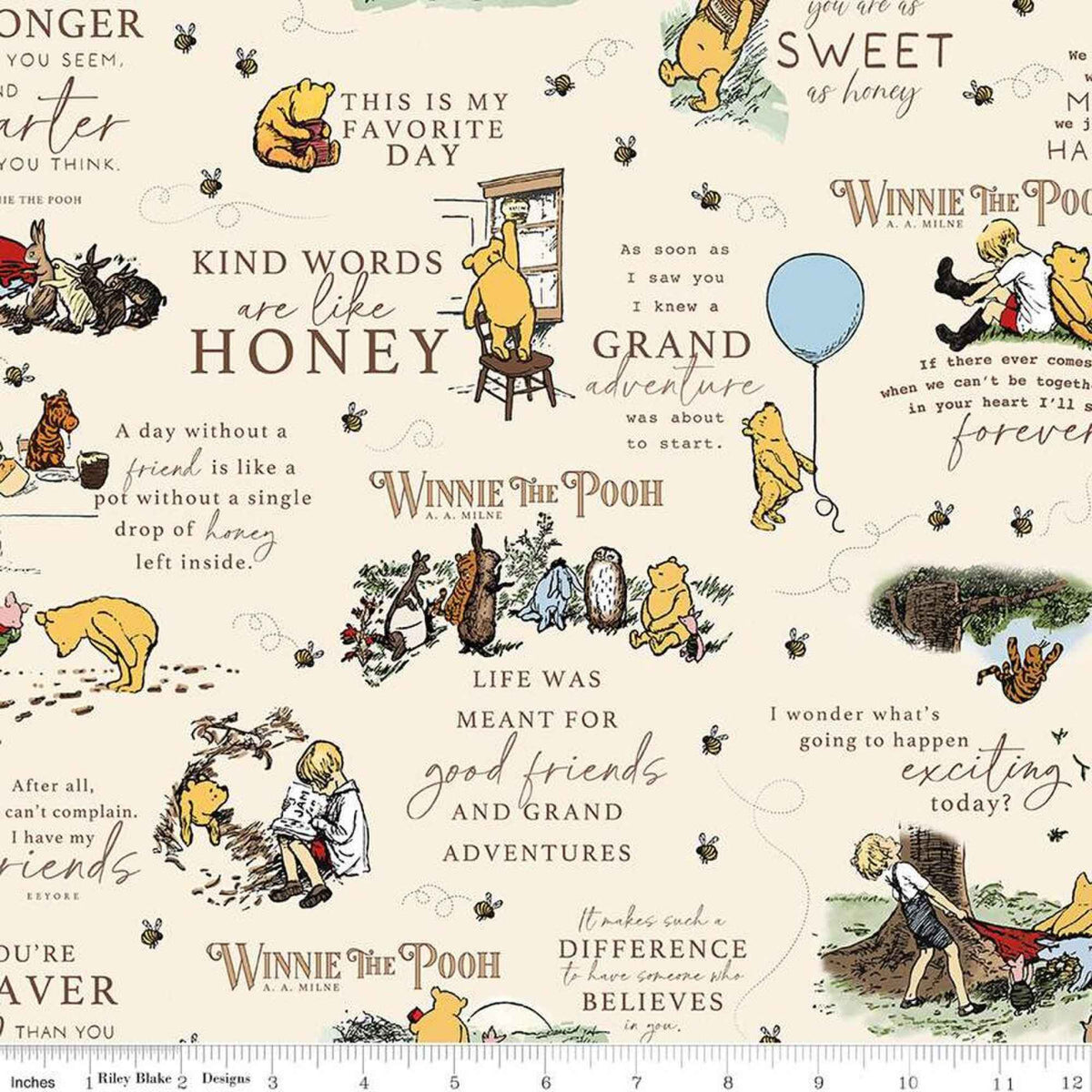 Winnie the Pooh Main Cream Fabric | Riley Blake