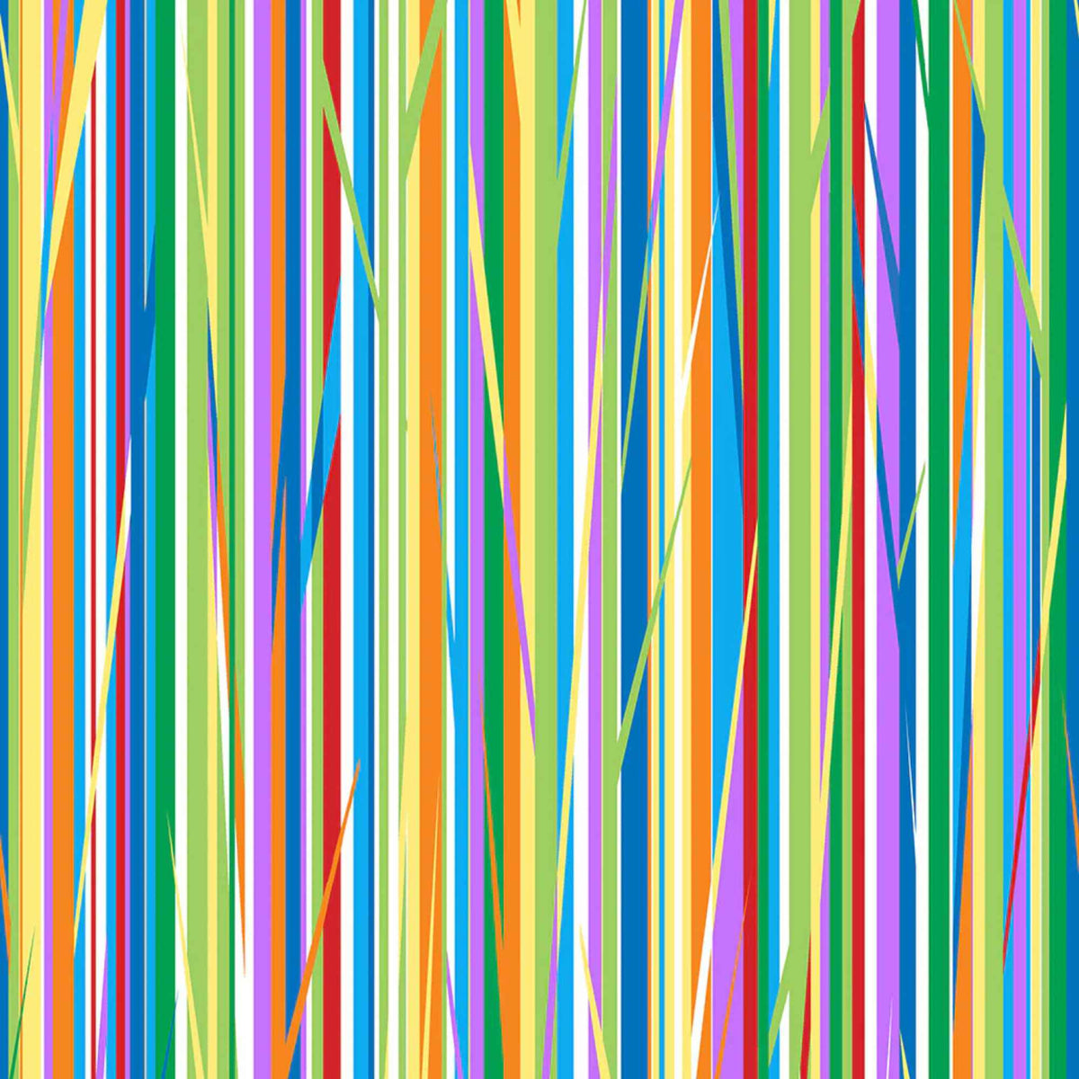 “Multicolor irregular stripe fabric featuring bold vertical lines in assorted bright colors.”