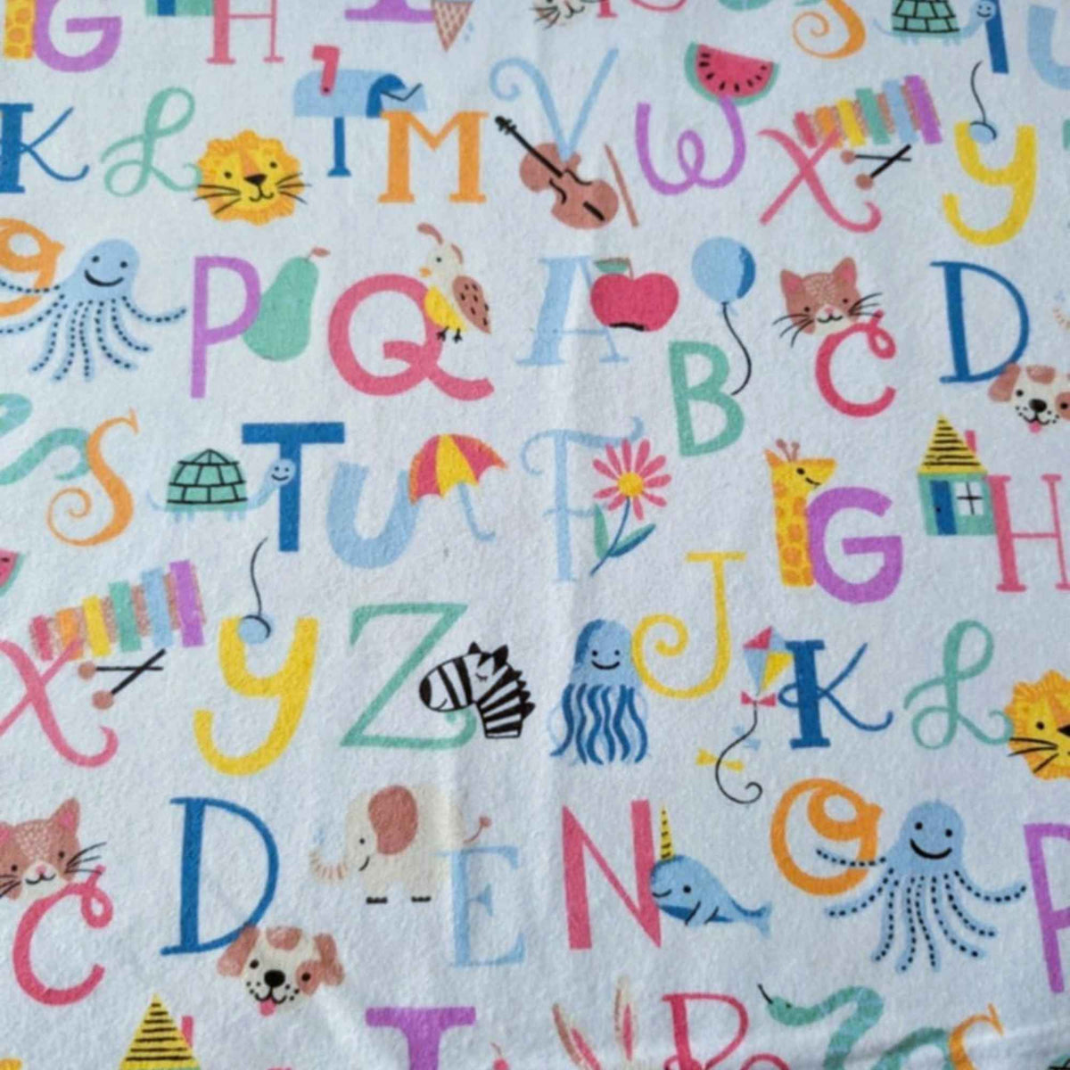 Alphabet Animals Cotton FLANNEL – Educational Kids Print – Oeko - Tex Standard 100