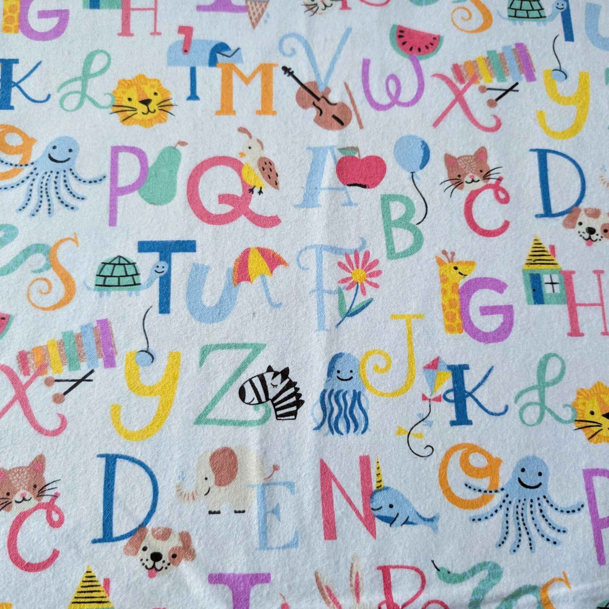 Alphabet Animals Cotton FLANNEL – Educational Kids Print – Oeko - Tex Standard 100