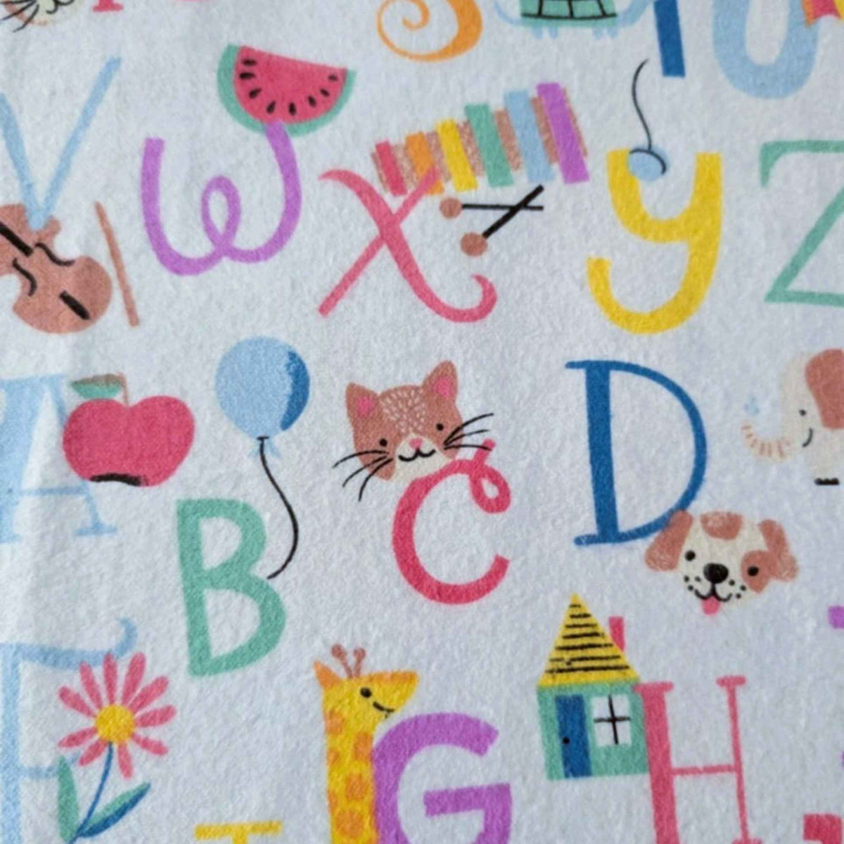 Alphabet Animals Cotton FLANNEL – Educational Kids Print – Oeko - Tex Standard 100