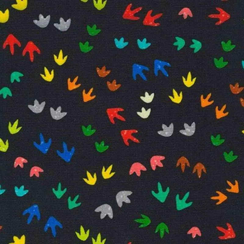 Alphabetosaurus Colorful Dinosaur Tracks, Quilting Cotton