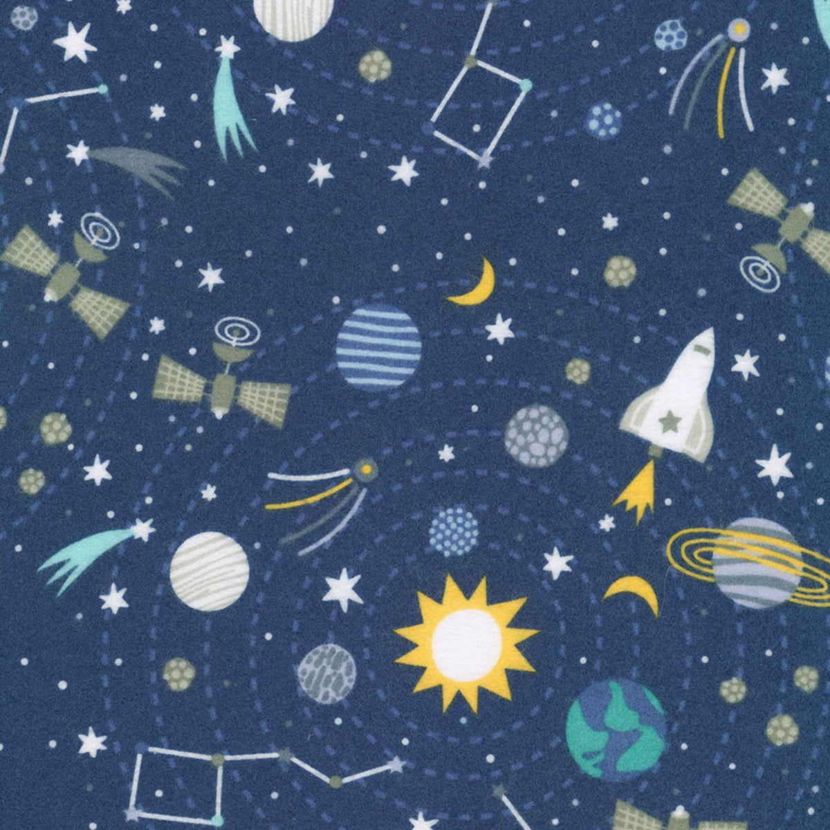 Astrobots Flannel - Solar System on Midnight Blue - SRKF - 23028 - 69