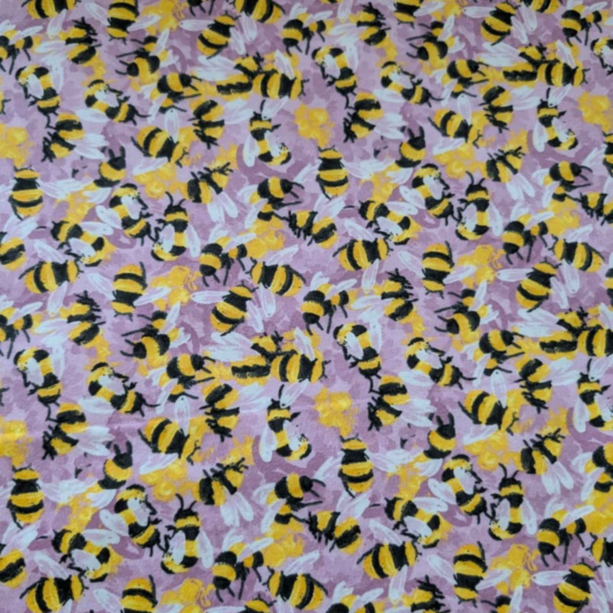 Bee Cotton Flannel | Pink Background | Brushed Soft | Oeko - Tex Certified