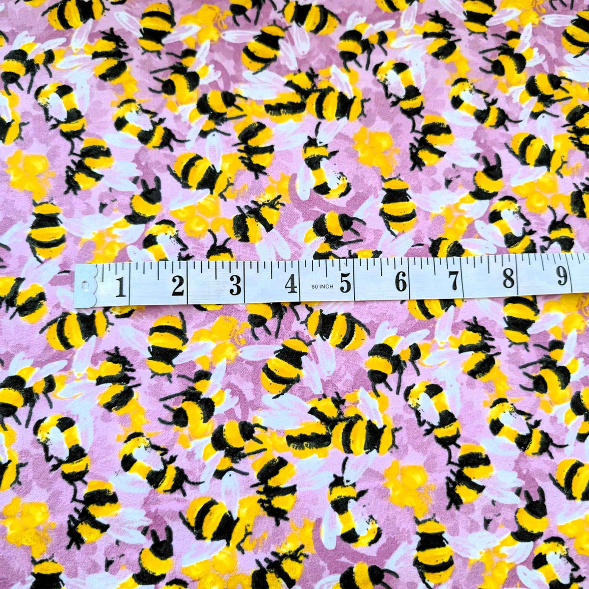 Bee Cotton Flannel | Pink Background | Brushed Soft | Oeko - Tex Certified