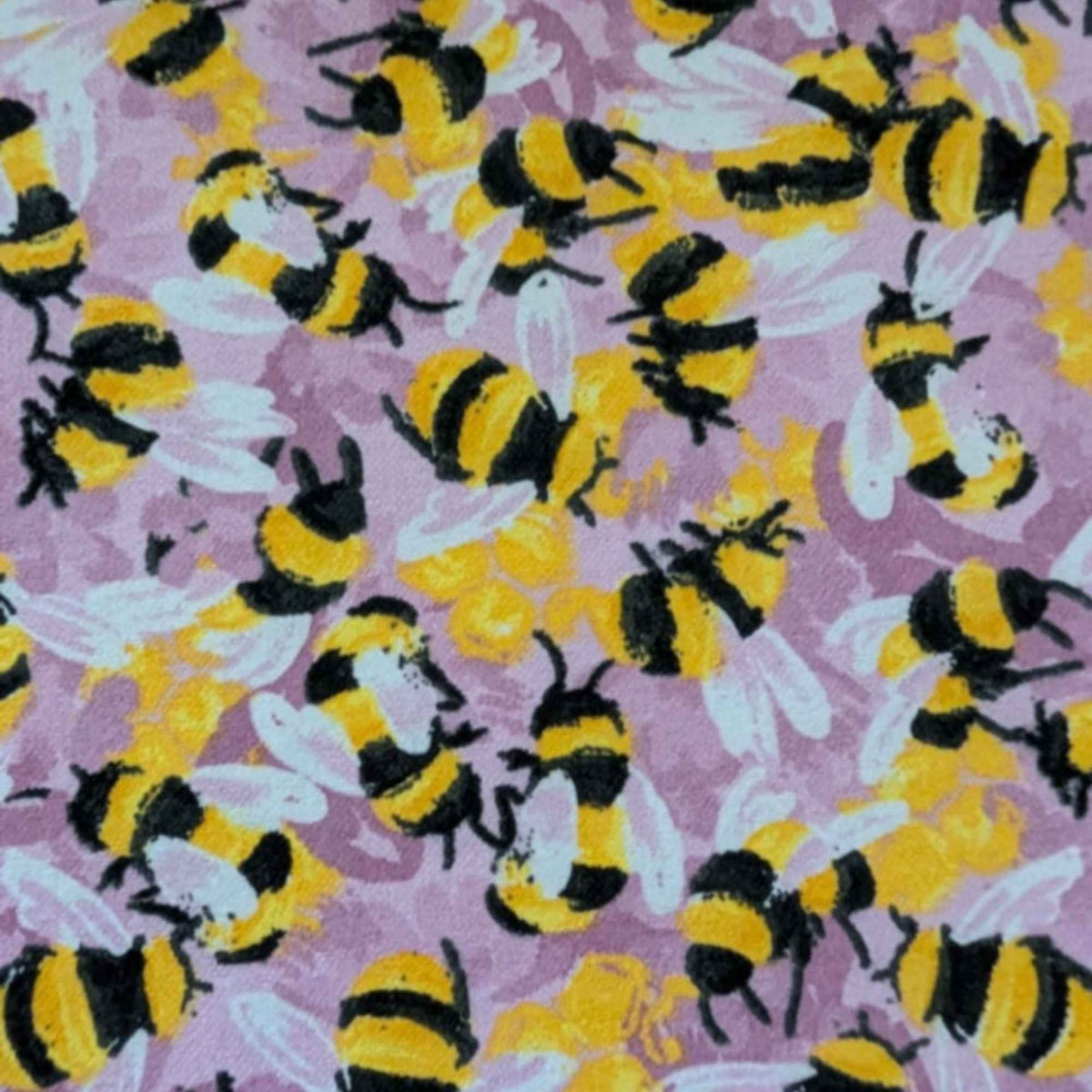 Bee Cotton Flannel | Pink Background | Brushed Soft | Oeko - Tex Certified
