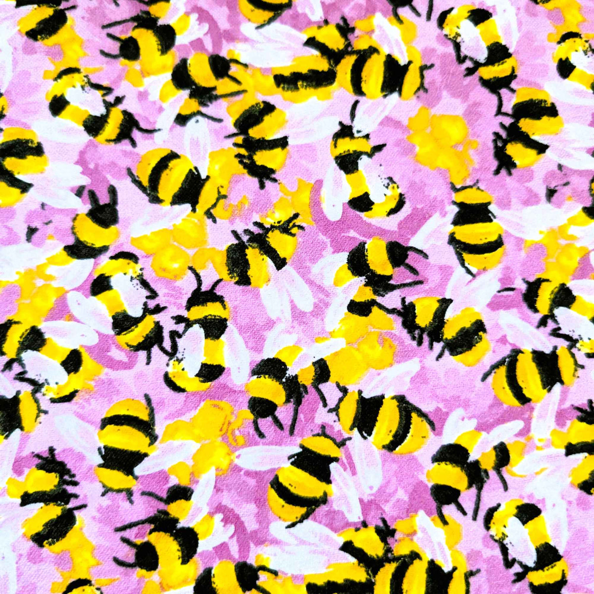 Bee Cotton Flannel | Pink Background | Brushed Soft | Oeko - Tex Certified