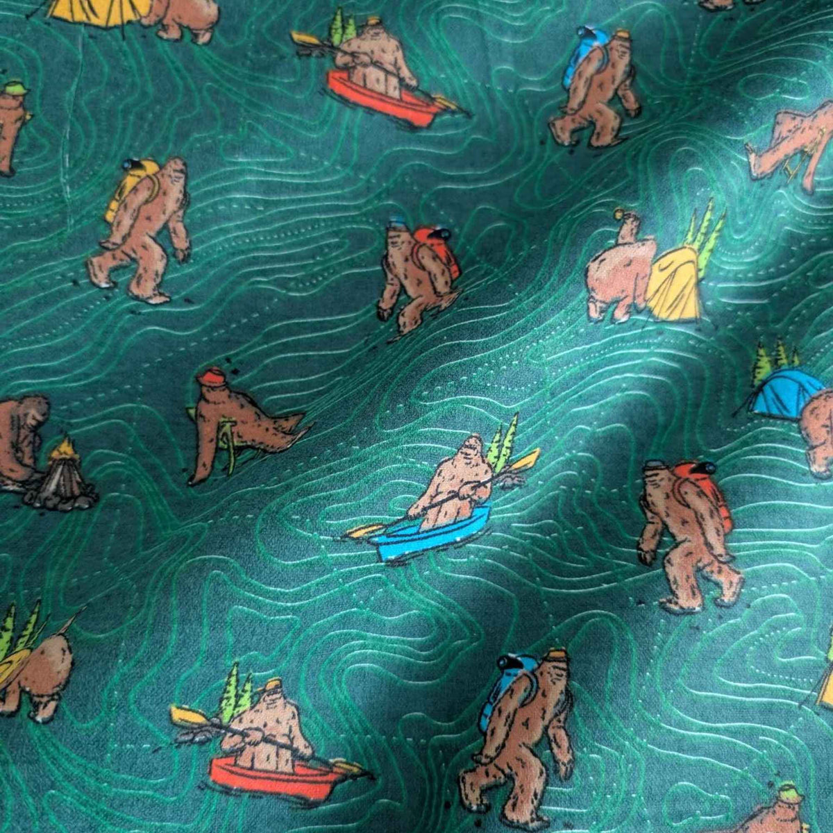 Bigfoot Camping Cotton Flannel – Forest Green | Sasquatch, Canoes and Tents