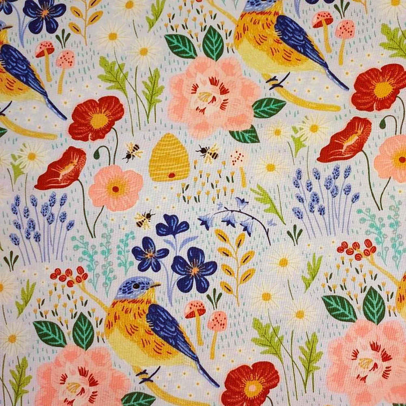 Birds and Blossoms Cotton FLANNEL – Brushed Soft Floral Print